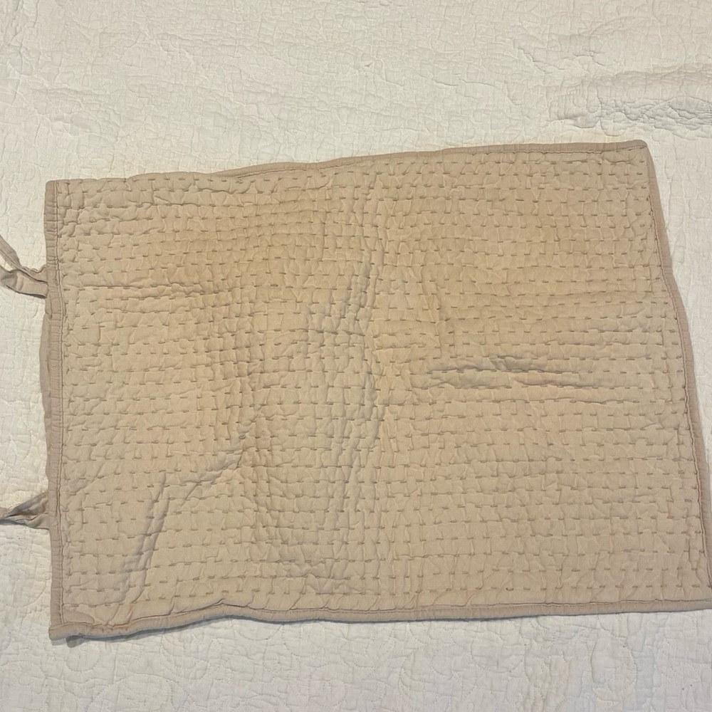 Pottery Barn Pick-Stitch Handcrafted Cotton/Linen Sham light yellow